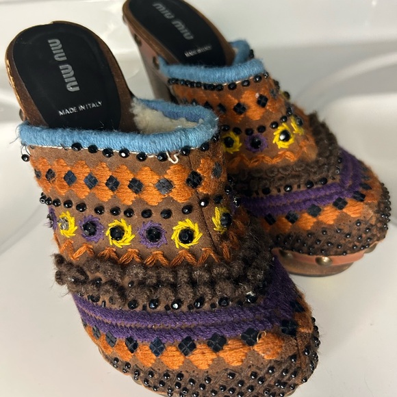 Miu Miu Shoes - Vintage Miu Miu Colorful Embellished Mules